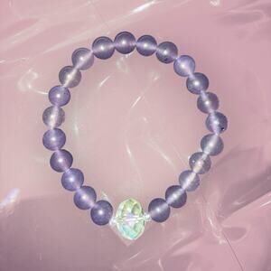 Y2K birthstone purple amethyst beaded elastic bracelet friendship lucky bracelet
